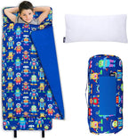 Wildkin Kids Original Nap Mat – Cozy Kids Sleep Mat with Pillow, Ideal for School & Travel - Robots
