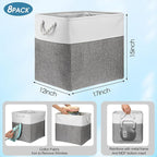 meekoo 8 Pack Collapsible Storage Bins Fabric Storage Bins Polyester Fabric Baskets with Handles Linen Closet Organizer for Shelf Home Closet Towels Toys(17 x 12 x 15 in,Gray White)