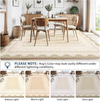 GarveeHome Modern Neutral 9x12 Area Rug Large Washable Rugs for Living Room, Low Pile Non Slip Stain-Resistant Soft Carpet, Contemporary Border Pattern Floor Mats for Home Decor, Beige
