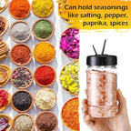 Mimorou 30 Pack Plastic Spice Jars with Shaker Lids Clear Seasoning Containers Spice Bottles for Kitchen Storing Spice Herbs Seasoning Powders (Oval Shape,12.2 oz)