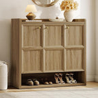 SICOTAS Shoe Storage Cabinet for Entryway, 47.6" Wide 6-Tier Extra Large with 3 Doors, Holds up to 30 Pairs, Adjustable Shelves Shoes Rack Organizer for Hallway, Brown Oak