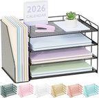 Spacrea Desk Organizers and Accessories, Paper Organizer for Desk with File organizer, Desk Accessories & Workspace Organizers for Catalog & Reference Racks (Black)