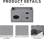 Square Tissue Box Cover with Drawers,Tissue Box Holder with Storage Tray, Makeup Organizer and Desk Organizer,Tissue Holders Decorative for Bathroom Vanity NightStand Dressing Table (Grey)