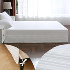 Queen Bed Skirt-Box Spring Cover with 14 Inch Tailored Drop,Wrinkle and Fade Resistant Hotel Wrap Around Bed Skirts,Bed Frame Cover (Horizontal Stripe White, Queen)