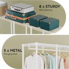 Higeego H5 Extra Large Heavy Duty Clothes Rack, Wire Garment Rack, Freestanding Clothing Rack for Hanging Clothes, Wardrobe Closet with Adjustable Shelf, 93.3" Wx15.7 Dx75.4 H, White, Load 1400 lbs