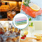 Ice Cube Tray with Lid, Easy-Release, Flexible, Ice Cube Tray, Spill-Resistant, for Freezer, Cocktail, Drinks, Coffee, 2 Pack 28 Pcs, Pink, 1.1x2.8x7.2 in