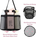 F-color Mesh Shower Caddy Portable, Large Capacity Shower Bag Basket Tote for College Dorm Room Toiletry Gym Rv Essentials, Bathroom Caddy Bag with S Hook, Black