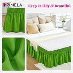RIMELA Green Bed Skirt King Size 18 Inch Drop, Elastic Bed Skirting for Bed Base and Frame, Bedding Dust Ruffle Easy to Install, Lightweight Wrap Around Adjustable Bedskirt