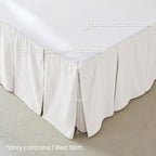 BISELINA French Linen Pleated Bed Skirt, 18" Tailored Draped Natural Linen-Cotton Blend Basic Dust Border Soft Comfort Farmhouse Bedding (18" Queen, White)