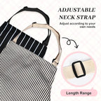 2Pack Adjustable Kitchen Apron for Women Men with 2 Pockets，Cotton-Polyester Blend Bib Aprons for Cooking,Baking
