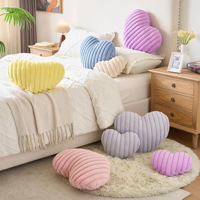 Heart Pillow, Heart Shaped Pillow with Soft Plush for Couch Bed, Decorative Throw Pillows for Bedroom Livingroom, Cozy Heart Pillows Home Decor Pillow Cushion (Grey Blue, Mini 12.9" x 9.8")