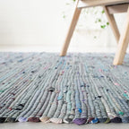 SAFAVIEH Rag Rug Collection Area Rug - 10' x 14', Aqua & Multi, Handmade Boho Stripe Cotton, Ideal for High Traffic Areas in Living Room, Bedroom (RAR121K)