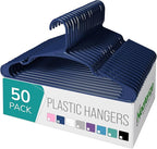 NEATERIZE Clothes Hangers Plastic 50 Pack for Adults - Plastic Hangers, The Perfect Coat Hanger and Space Saving Clothes Hangers for Closet, Percheros Ganchos para Colgar Ropa Hangars - Navy Hangers