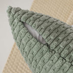 Kevin Textile 20x54 Inch Long Body Lumbar 1 Pack Boho Decorative Throw Pillow Cover Soft Striped Corduroy Rectangle Cushion Case Farmhouse Accent for Living Room Couch Sofa Bed, Greyish Green