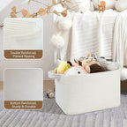 OIASKET Storage Baskets for Organizing, Woven Baskets for Shelves, Rectangle Decorative Organizer for Storage Clothes, Toy, Books, Towels Nursery Bins 3 Pack (White, 13"x9.85"x8.7")