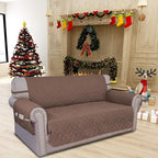 Easy-Going Sofa Slipcover Loveseat Cover Waterproof Couch Cover Washable Sofa Cover for 2 Cushion Couch Non-Slip Fabric Furniture Protector with Pocket for Pets Kids Dog Cat (Loveseat, Brown)