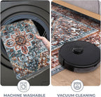 KOZYFLY Area Rug 3x8 Ft Washable Boho Runner Rug for Entryway Hallway Indoor Printed Oriental Faux Wool Carpet for Kitchen Bedroom Hall, Brick Red/Orange/Green
