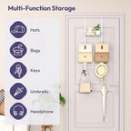 SWTYMIKI Over The Door Purse Organizer - Wall Mounted Handbag Organizer with 10 Hooks and Metal Basket, Hanging Purse Storage Rack Holds up to 10 Bags, Bag Rack Can Use As 1/2 Part, for Door, Closet