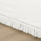 Lush Decor Boho Fringe 15-Inch Tailored Drop Easy Fit Bedskirt, Queen, Pure White