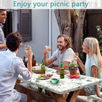 Picnic Table Cover with Bench Covers and Bag, Camping Essentials, Eucalyptus Leaves Outdoor Table Covers, Waterproof Windproof, Fitted Tablecloth Cover with Elastic Edge, 3 PCS, 30x96 Inch