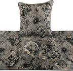 The HomeCentric Decorative Black & Grey CA King 86 x 18 inch Bed Runner with 2 Matching Pillow Cover, Velvet Damask with Tassels Bed Scarf, Abstract Modern - Paved Damask