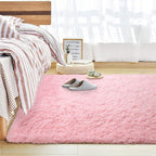 Andecor Soft Fluffy Bedroom Rugs, 4 x 6 Feet Indoor Shaggy Plush Area Rug for Boys Girls Kids Baby College Dorm Living Room Home Decor Floor Carpet, Pink