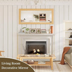 Syndra Modern Full Length Mirror Wood Frame, 65x24'' Large Floor Mirror with HD Tempered Glass & Wall Mount Option, Rectangular Standing Mirror for Bedroom, Living Room, Entryway, Farmhouse(Natural)
