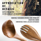 HSM Wooden Spoons for Cooking – 5-Piece Wooden Utensil Set, Non-Stick Safe, Easy-to-Clean Natural Acacia Wood Kitchen Utensils, Ideal for Cooking, Stirring, and Serving at Home