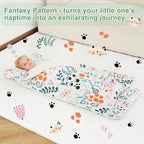 Viviland Toddler Nap Mat with Pillow and Minky Dot Blanket, Rolled Sleeping Mats/Slumber Bag, Large Thick Kids Nap Mat for Preschool, Daycare, Kindergarten, Travel Camping -Cute Cat