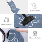 Smiry Dog Door Mat for Muddy Paws, Absorbent Dirt Trapper Non Slip Quick Dry Washable Chenille Mat for Mud Dogs, Entry Rug for Indoor and Outdoor (70x24 Inches, Airy Blue and White)