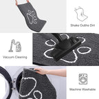 Smiry Dog Door Mat for Muddy Paws, Absorbent Dirt Trapper Non Slip Quick Dry Washable Chenille Mat for Mud Dogs, Entry Rug for Indoor and Outdoor (59x24 Inches, Dark Grey and White)