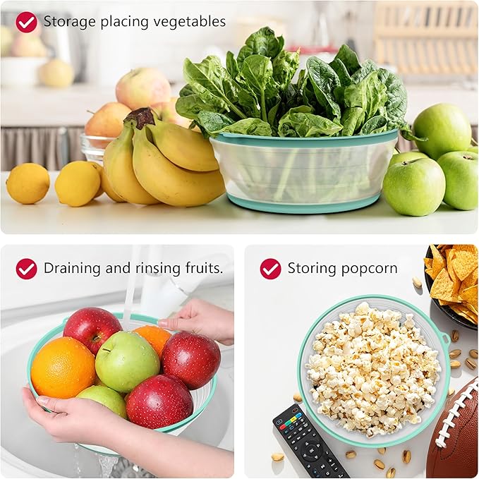 WVM Microwave Splatter Cover Vented for Food with Hook Hole, Splatter Guard & Colander Kitchen Gadget for Food, Meal Prep