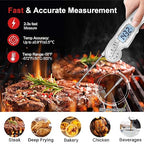 Meat Thermometer Digital - Fast Instant Read Food Thermometer for Cooking, Candy, Outside Grill, and Roast, Digital Food Thermometer with Backlight LCD & Calibration - Grey/Silver