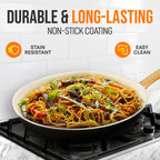 NutriChef 10 Inch Ceramic Coated Frying Pan - Non Stick Skillets with Titanium Handle, Durable Ceramic Omelette Pan, Easy to Clean, PFOA Free