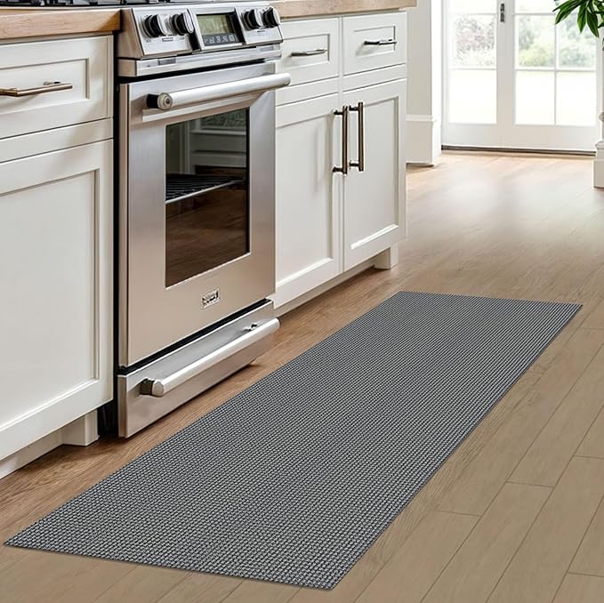 IOHOUZE Washable Runner Rug 2x6 Non Slip Runners for Hallways Entryway Runner Indoor, Kitchen Rugs Woven Cotton Floor Carpet for Kitchen Hall Entrance Bedroom, Dark Grey