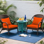 Outdoor Seat Cushion Set 22 x 22 In, Water-Resistant & Fade-Resistan, Patio Furniture Cushions with Removable Cover Deep Seat & Back Cushion with Handle and Adjustable Straps for Chair Sofa,2PC