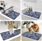 LuxStep Dish Drying Mat Super Absorbent Kitchen Counter Mat Rubber Backing Draining Mat Easy to Clean Kitchen Accessories Dish Rack Pad for Dishes, Utensils, Countertops, Sinks 16" x 24" Blue