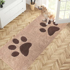 PURRUGS Dirt Trapping Door Mat 32" x 70", Non-Skid/Slip Machine Washable Microfiber Entryway Rug, Dog Doormat, Super Absorbent Welcome Mat for Muddy Wet Shoes and Paws, Beige