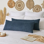Kevin Textile 14x36 Inch Long Lumbar 1 Pack Boho Decorative Throw Pillow Cover Soft Striped Corduroy Rectangle Cushion Case Farmhouse Solid Color Accent for Living Room Couch Sofa Bed, Blue