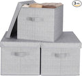 WUIKE 3 Pack Extra Large Foldable Storage Bins with Lids, Fabric Storage Bins for Home and Closet Organization, Herringbone Gray