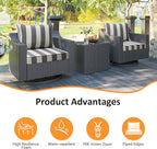 Outdoor Patio Chair Cushions Set, 22" x 22", Set of 2, Water-Repellent, Fade Resistant, Deep Seat Bottom and Back Cushion for Backyard, Couch, Sofa and Patio Furniture, Gray Stripe