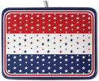 4th of July Dish Drying Mat for Kitchen Counter Patriotic Red White Blue Stars Drying Pad Microfiber Absorbent Dish Draining Mat Microfiber Independence Day Dish Drainer Rack Mats 18x24 Inch