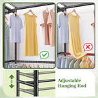 Raybee Clothes Rack, Clothing Racks for Hanging Clothes, Extra Large Metal clothing rack, Freestanding Wardrobe Closet, Garment Rack with Shelves, Portable Closet for Bedroom, Black
