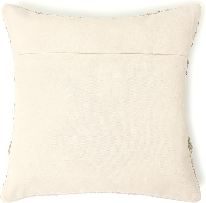 REDEARTH Handmade Boho Throw Pillow Covers - Bohemian Chic Farmhouse Style - Accent Woven Indoor and Outdoor Pillow Cushion Cases for Couch - Bed - Chair - Sofa - Benches – Set of 2-18"x18" - Taupe