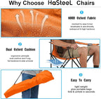 HaSteeL Camping Chair for Adults, Folding Beach Chair Set of 2, Large Foldable Portable Chair for Outdoors Fishing, Hiking, Sporting, Travel, Picnic, Lawn, Hold 275lbs & A Storage Bags (Orange)