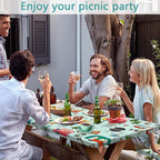 Camping Picnic Table Cover with Bench Covers and Bag, Camping Essentials, Waterproof Windproof Fabric, Fitted Tablecloth Cover with Elastic Edge, for Indoor & Outdoor, Garden, 3 PCS, 30x72 Inch