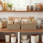 StorageWorks Wicker Storage Baskets, Handwoven Seagrass Basket for Organizing, Decorative Organizers with Built-in Handles, Set of 2