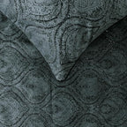 The HomeCentric King/Queen/Twin Gray Decorative Twin 53"x18" Bed Runner with Two Pillow Cover, Damask, Victorian & Bead Embroidery Bed Scarf on Suede Fabric - Beatrice