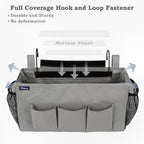 Surblue Bedside Organizer with Hook Caddy Storage Bag with Adjustable Straps and Water Bottle Holder for Home College Dorm Bunk Bed Accessories, Crib, Hospital, Grey