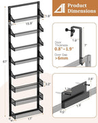 POKIPO 8-Tier Over the Door Pantry Organizer, Large Metal Door Spice Rack with Adjustable Basket, 2 in 1 Wall Mount or Hanging Heavy-Duty Pantry Door Storage Shelf for Kitchen and Bathroom, Black